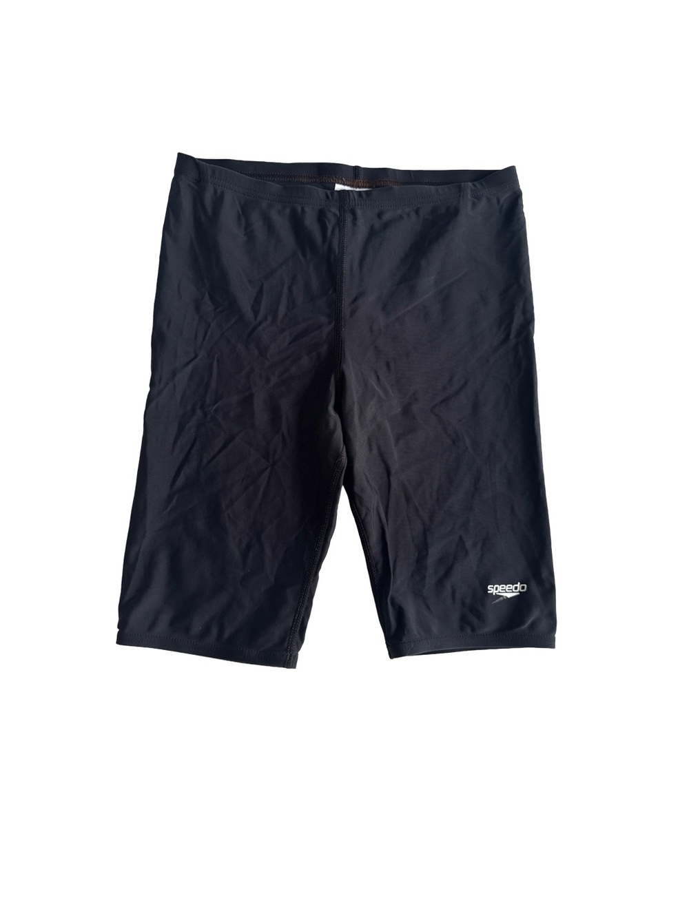 SPEEDO Men’s PowerFLEX Eco Solid Jammer Black Long Swim Shorts Sz 30 Lap Pool